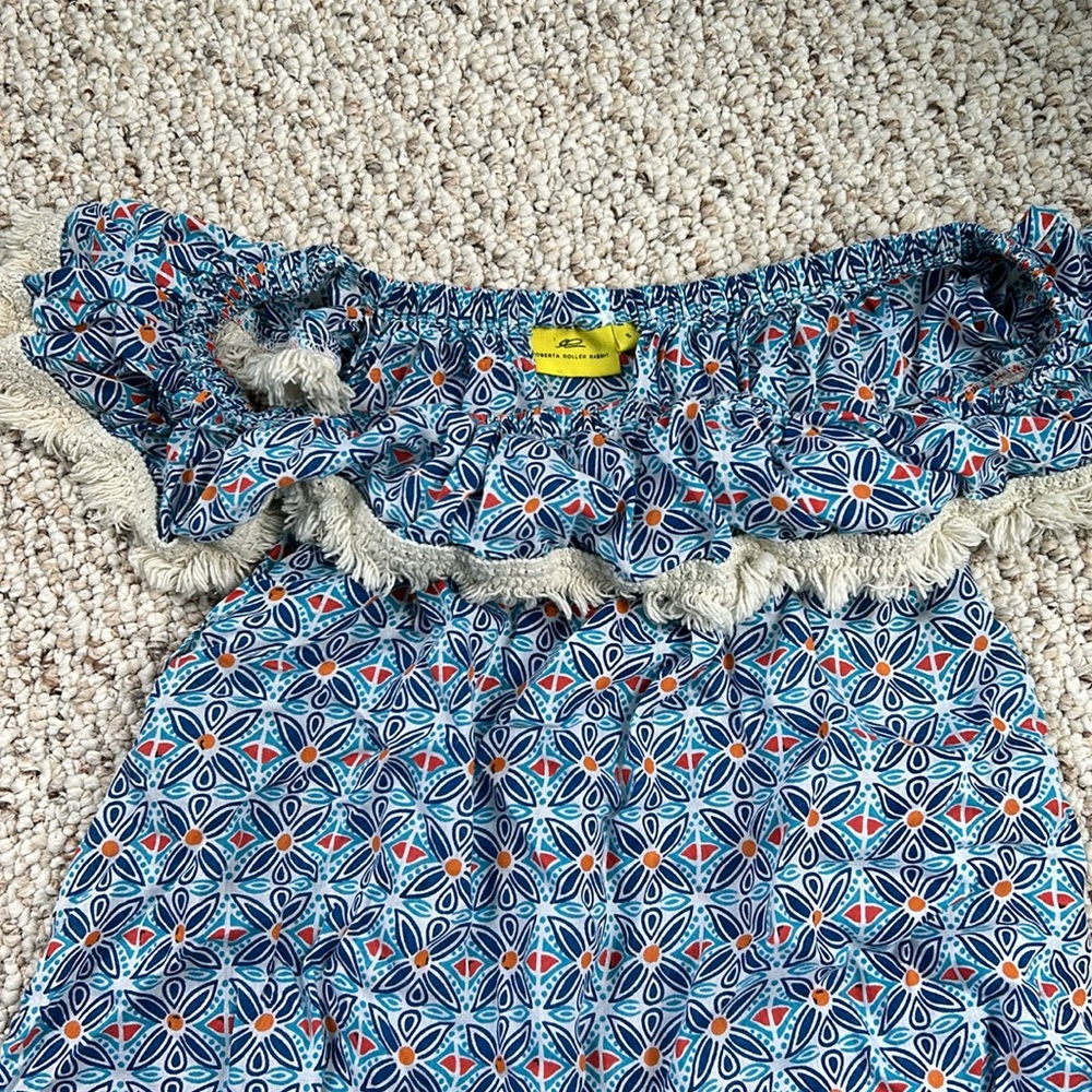 Roberta Roller Rabbit Lucia Geometric Blue Off Sh… - image 4